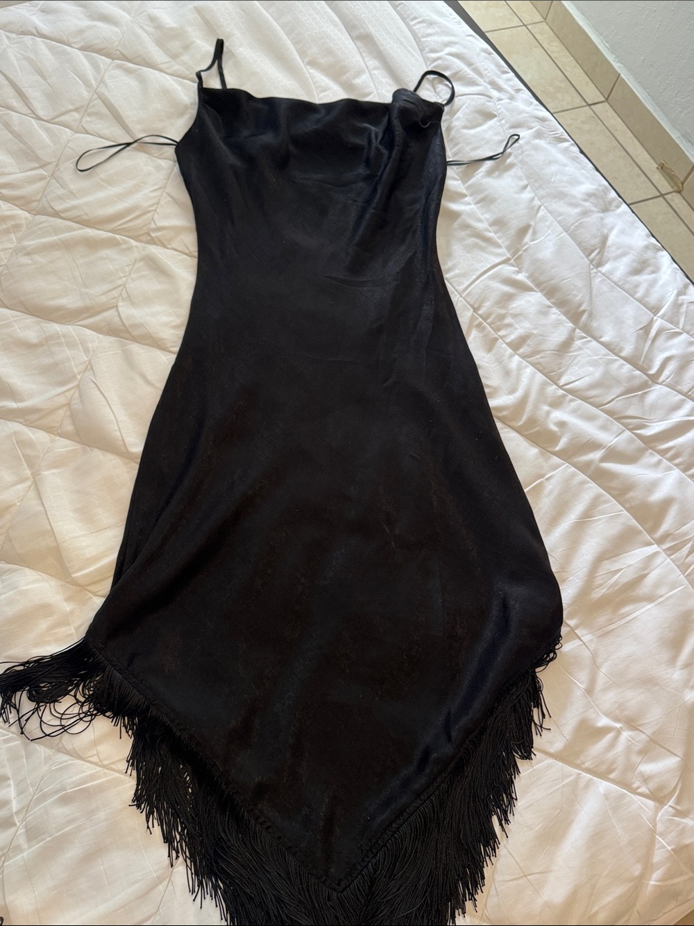 Black Fringe Slip Dress - Women